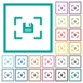 Camera save image flat color icons with quadrant frames Royalty Free Stock Photo