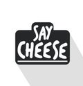 Camera with a say cheese note vector Royalty Free Stock Photo