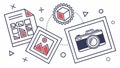 Camera and scattered photos, photography memories and visual storytelling vector design Generative AI