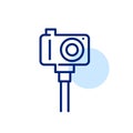 Camera on a selfie stick. Blogging, streaming or videoing your vacation. Pixel perfect icon Royalty Free Stock Photo