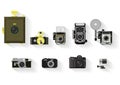 Camera set . flat graphic history of camera