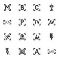 Camera setup buttons vector icons set Royalty Free Stock Photo