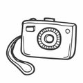 Camera, Shooting equipment. Digital technology. Sketch icon, vector illustration in doodle style. Isolate on a white background Royalty Free Stock Photo