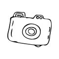 Camera, Shooting equipment - sketch icon, vector illustration in doodle style. Royalty Free Stock Photo