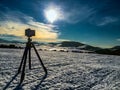 Camera shooting mountin landscape Royalty Free Stock Photo