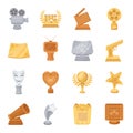 Camera, shout, Globe, objects for rewarding films.Movie Awards set collection icons in cartoon style vector symbol stock