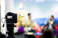 Camera show viewfinder image catch motion in interview or broadcast wedding ceremony, catch feeling,