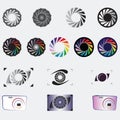 Camera shutter aperture icons collections Royalty Free Stock Photo