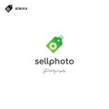 Camera shutter icon with Sale logo design Royalty Free Stock Photo