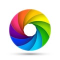 Camera shutter photography icon aperture. Focus vector colorful lens zoom digital design