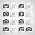 Camera shutter sticker icon set, vector eps10 Royalty Free Stock Photo