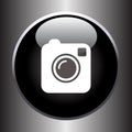 Camera simple icon on black button