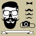 Camera Skull hipster style set