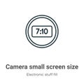 Camera small screen size outline vector icon. Thin line black camera small screen size icon, flat vector simple element
