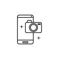 Camera, smartphone, photograph icon. Element of social addict icon. Thin line icon for website design and development, app