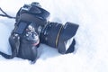 Camera in the snow, winter photo session 2019