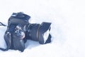 Camera in the snow, winter photo session 2019