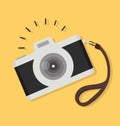 Camera with stap in flat style vector Royalty Free Stock Photo