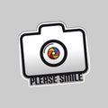 Camera Sticker Button Please Smile - Vector Illustration - Isolated On Gray Background