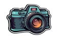 Camera Sticker On Isolated Tansparent Background, Png, Logo. Generative AI