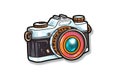 Camera Sticker On White Background. Generative AI