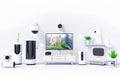 Camera systems integrate alarm responses in monitoring hubs, employing controlled surveillance footage for automated security Buil