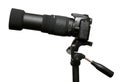 Camera with telephoto zoom lens Royalty Free Stock Photo