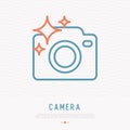 Camera thin line icon for photographer logo