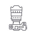 Camera top view icon, linear isolated illustration, thin line vector, web design sign, outline concept symbol with Royalty Free Stock Photo