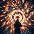 Camera Toss Fireworks Abstract light patterns created by throwin Royalty Free Stock Photo