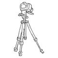 Camera on tripod with back side screen view. Royalty Free Stock Photo