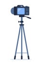 Camera on tripod with back side screen view. Vector illustration Royalty Free Stock Photo