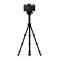 Camera on tripod with back side screen view. Vector illustration. Royalty Free Stock Photo