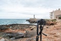 Camera on a tripod in Colonia de Sant Jordi, Majorca