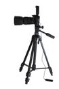 Camera on tripod isolated