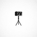 Camera on tripod isolated solid icon Royalty Free Stock Photo
