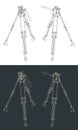 Camera tripod isometric blueprints Royalty Free Stock Photo