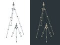 Camera tripod isometric drawings Royalty Free Stock Photo