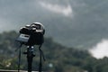 Camera on tripod making timelapse of panoramic view