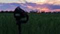 Camera tripod sunset Royalty Free Stock Photo
