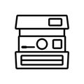 Camera Vector Icon. Done in Modern Black Linear Style Isolated on White Background. Royalty Free Stock Photo