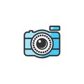 Camera vector illustration. good for camera icon, photography, or videography industry. simple flat with blue color style Royalty Free Stock Photo