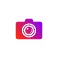 Camera vector illustration. good for camera icon, photography, or videography industry. simple gradient with blue and red color Royalty Free Stock Photo