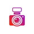 Camera vector illustration. good for camera icon, photography, or videography industry. simple gradient with blue and red color Royalty Free Stock Photo