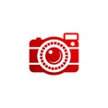 Camera vector illustration. good for camera icon, photography, or videography industry. simple gradient with red color style