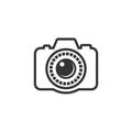 Camera vector illustration. good for camera icon, photography, or videography industry. simple line art flat with grey color style Royalty Free Stock Photo