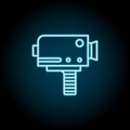 Camera, video blue neon icon. Simple thin line, outline vector of cinema icons for ui and ux, website or mobile application Royalty Free Stock Photo