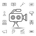 camera, video icon. Simple thin line, outline vector element of Cinema icons set for UI and UX, website or mobile application