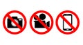 Camera, video and phone prohibition symbol sign set. No photographing and filming prohibit icon logo collection Royalty Free Stock Photo