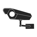 Camera video vector black icon. Vector illustration cctv on white background. Isolated black illustration icon of camer